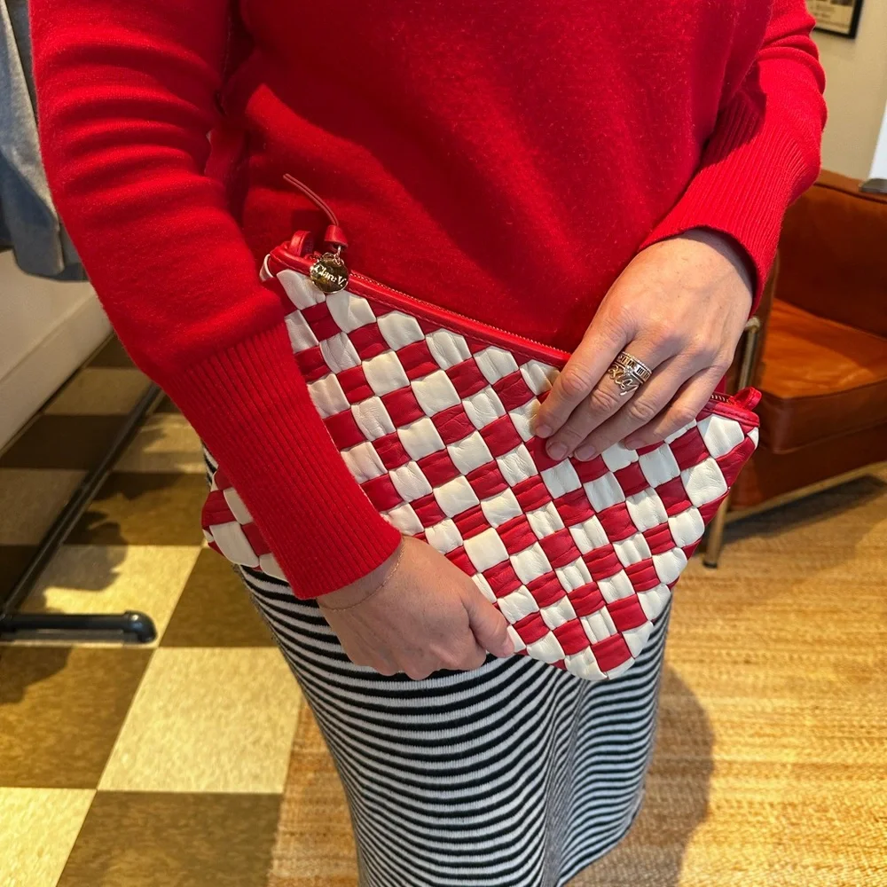 NWT Clare V. Woven Flat Clutch with Tabs - Picture 1 of 9
